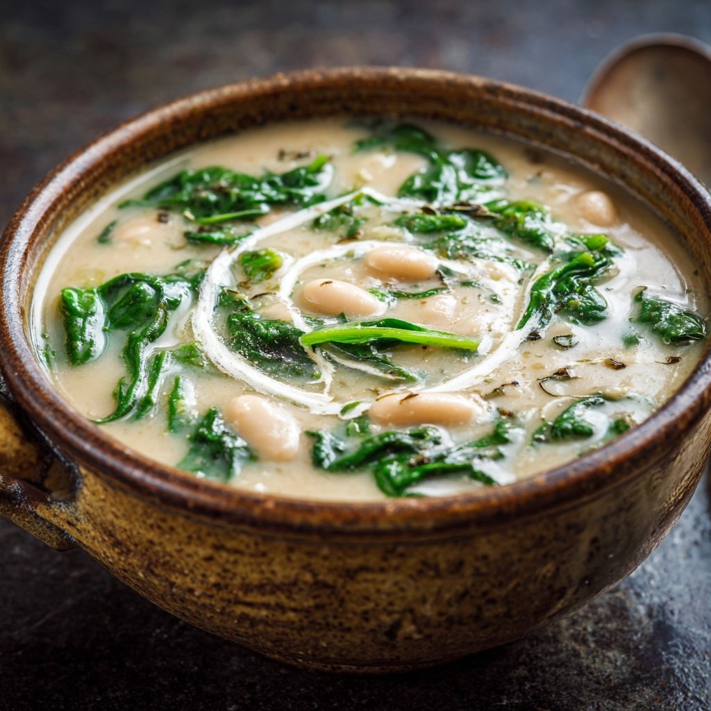 Creamy White Bean Soup With Spinach