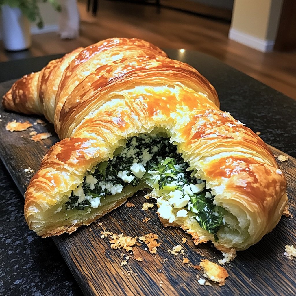 Healthy Spinach and Feta Croissant
