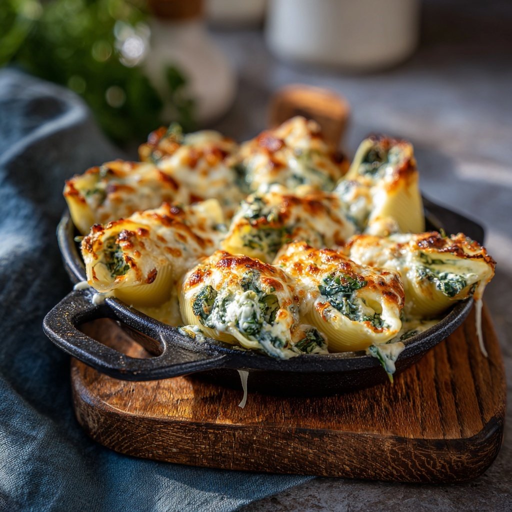 Creamy Spinach And Ricotta Stuffed Shells