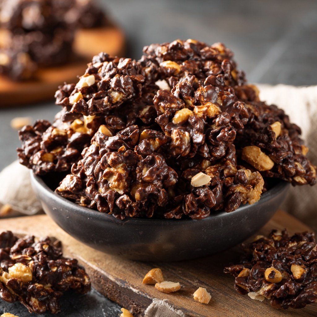 Chocolate Oat Peanut Snack Clusters
