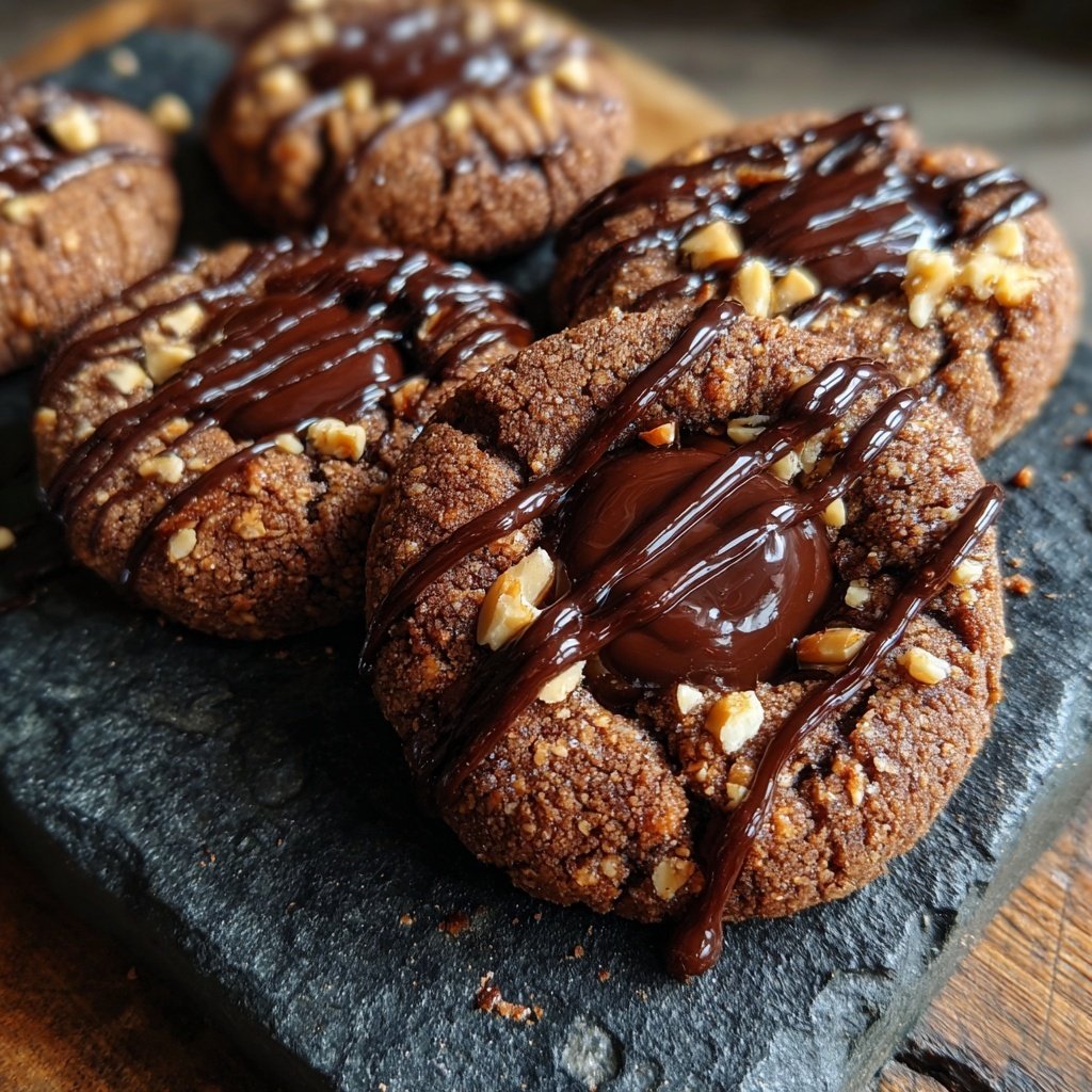 Chocolate Hazelnut Thumbprint Cookies