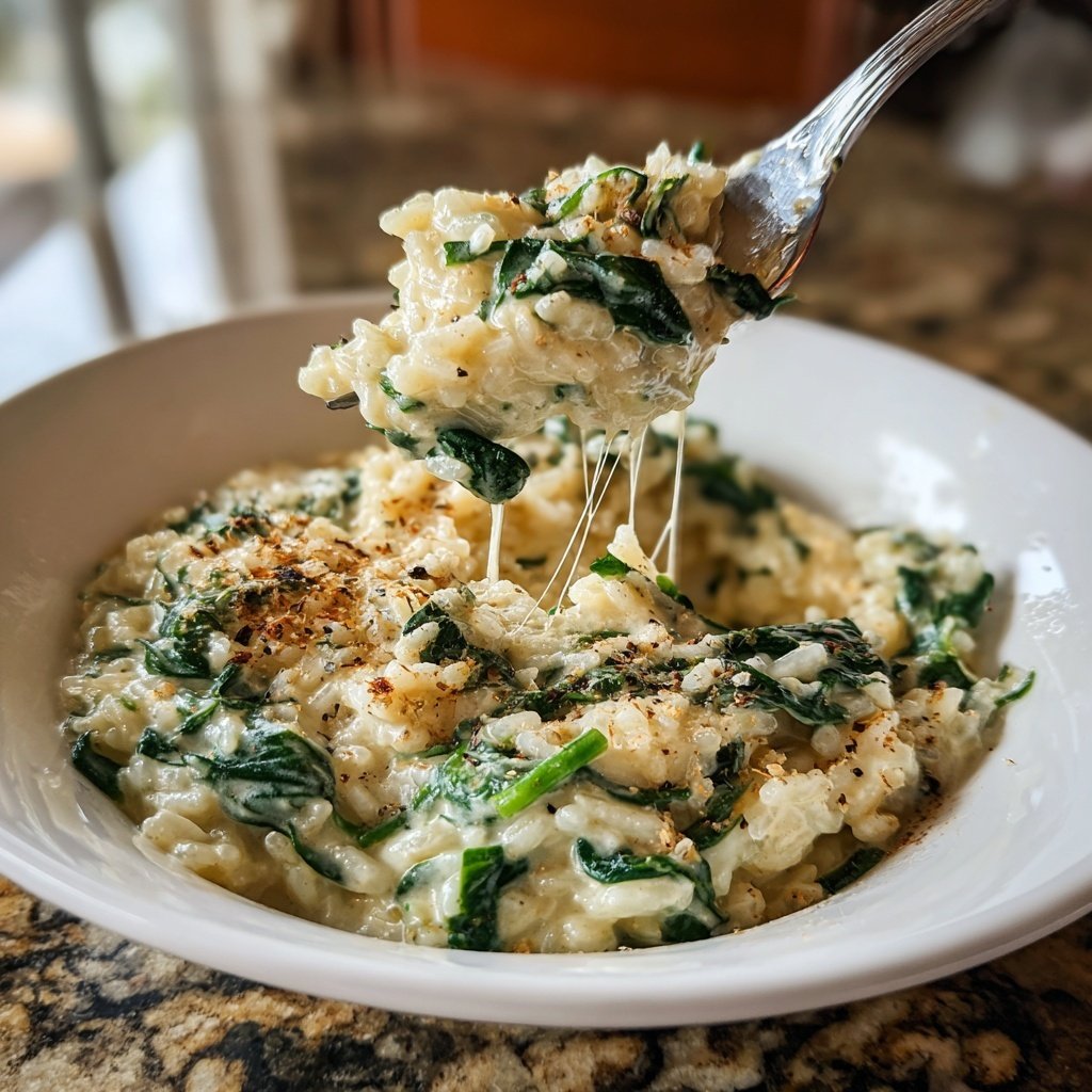 Creamy Garlic Rice with Spinach